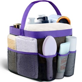 Attmu Mesh Shower Caddy Portable for College Dorm Room Essentials with 8 Pockets, Hanging Shower Basket for Dormitory, Quick Dry Shower Bag for Bathroom