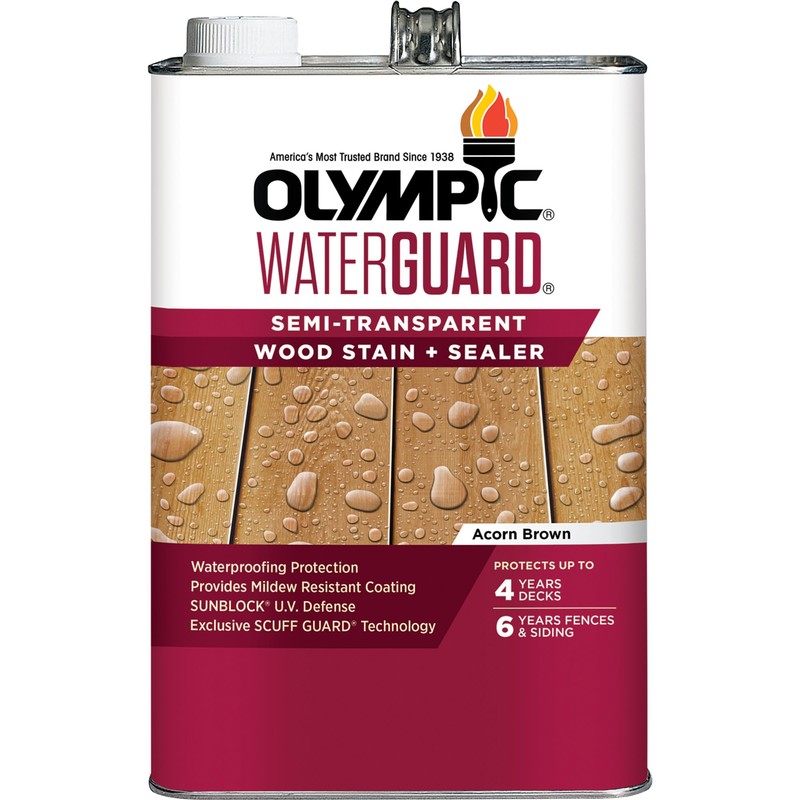Olympic WaterGuard 1 gal. Acorn Brown Semi-Transparent Wood Stain and