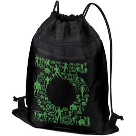 LOGOVISION Green Lantern Green Lantern Icons Logo Drawstring Backpack Sports Bag Sackpack 17" x 13", Perfect for Gym, Yoga or Practice