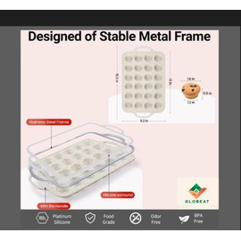 Glowbeat Mini Muffin Pan with Metal Reinforced Frame-1Pack, Silicone Cupcake Pan for Baking 24 Cup Mini Size, BPA Free Silicone Muffin Tray, Cupcake Baking Pan Molds for Oven Dishwasher Safe-Cream