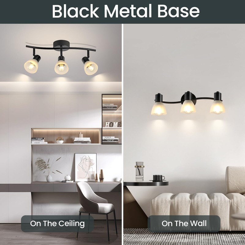 KEESFU 3 Light Track Lighting Fixtures Ceiling,Adjustable Directional Ceiling Lights