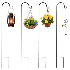 Dinhauyon Outdoor Shepherd Hook, Pack of 4 Garden Shepherd Hooks, 100 cm Anti Rust Heavy Duty Metal Grounding Nails, Used for Bird Feeding, Solar Lights, Wind Chimes and Outdoor Decoration