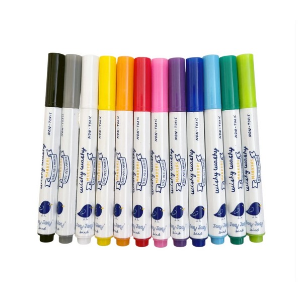 JAQ JAQ BIRD WISHY WASHY MARKERS 12s