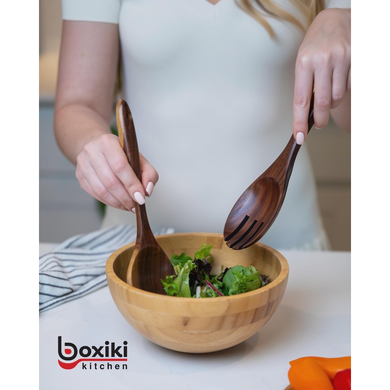 Boxiki Kitchen Luxury Teak Wood Utensil Set - Elegant 6-Piece