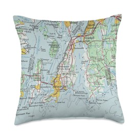 Vintage Newport RI Map (1969) Throw Pillow