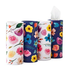 Small Car Tissues Holder with Facial Tissues - 4PK - Travel Tissue Tubes Box Container for Car Cup Holder Car Tissues Cylinder 200 Sheets