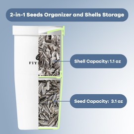 FIYEMNI Portable Sunflower Seed Cup with Seed Organizer and Shell Storage, Seed Snack Spit Cup for Outdoor, in Car, Travel and Sports Games. Works with Pistachios, Gift (white)
