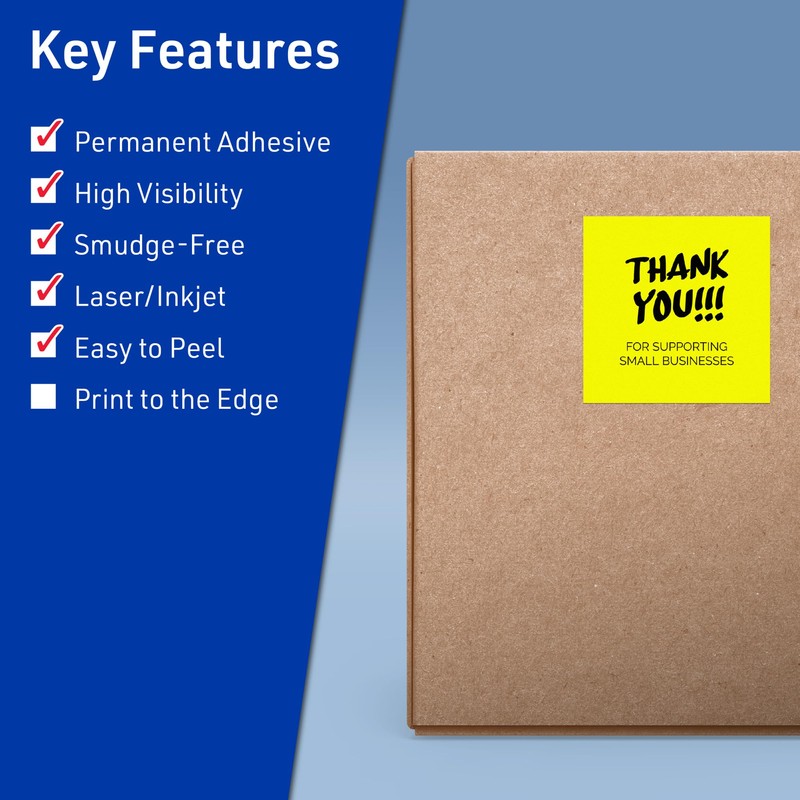 Avery Printable Square Labels with Sure Feed Technology, 4" x