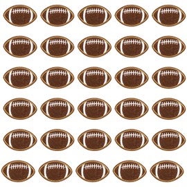 Honbay 30PCS Brown Edge Football Patches Sports Ball Embroidered Appliques Rugby Sew on Iron on Decorative Patches for Clothes Pants Hats Shoes Bags Decoration and Repairing of Holes
