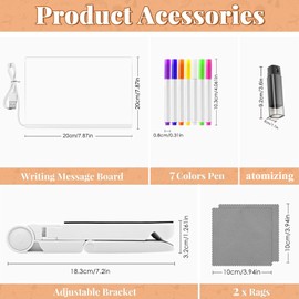 Led Note Board with Colors, Acrylic Dry Erase Board with Light, Led Writing Board with 7 Colored Pens and 1 Eraser, Can Be Used As A Glow Message Board Notepad (Plan A)