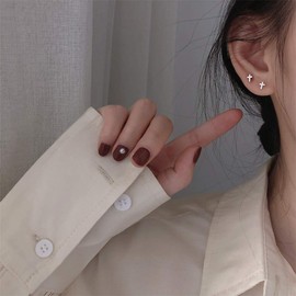 MOBOTECH Stud Earrings, 15 Pair Set, Unisex, Cartilage Earrings, Binaural, Zirconia, Simple, Surgical Stainless Steel, Hypoallergenic (Silver)