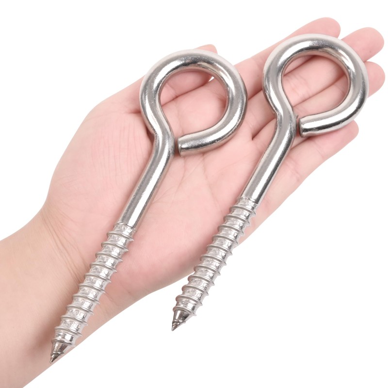 8Pcs 6 Inch Heavy Duty Screw Eyes Hooks, 304 Stainless