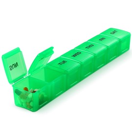 Pill Organizer XL Extra Large Weekly and Daily Pill Cases for Pills/Vitamin/Fish Oil/Supplements (Green)