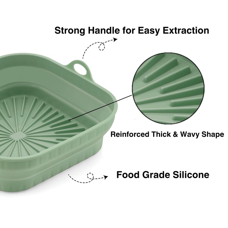 3 Pack Silicone Air Fryer Liners Reusable– Emptycolor 8 Inch