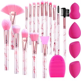 Charlemain Brochas de Maquillaje Kit, 16 Piezas Profesional Alta Calidad Set de Brochas, Incluye Todo Lo Que Necesitas para Maquillaje Profesional, con 4 Esponja de Maquillaje, (Rosa)