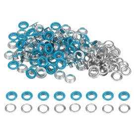 sourcing map 100 Sets Colour Round Nozzles 8 mm Hole Metal Eyelets with Washers for Scrapbooking Shoes Clothing Leather Canvas Sky Blue