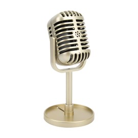 Generic Gold Prop Microphone for Dance Shows, Lightweight and Portable, Made of Robust Plastic