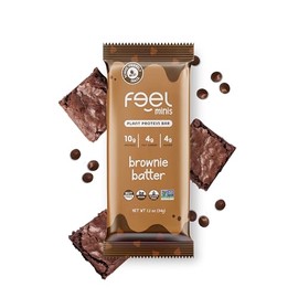 Feel Minis Vegan Protein Bars | Keto | Gluten Free | 10 Plant Protein | Low Carb | High Protein | Dairy Free | Low Sugar | Grain Free | Nut Free | Soy Free | Non GMO - (Brownie Batter, 12 Pack)