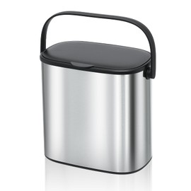 MoNiBloom 1.3-Gallon Small Hanging Trash Can for Kitchen Bathroom Bedroom Living Room Home Office Dorm Fingerprint-Proof Garbage Bin Removable Lid Brushed Stainless Steel 5-Liter
