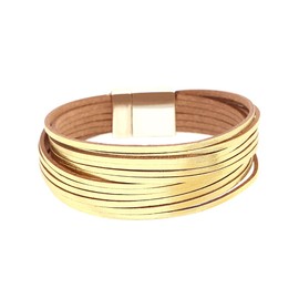 Westies - Pulsera Tipo Piel de Tiras, Acabado Dorado - Joyería Mujer