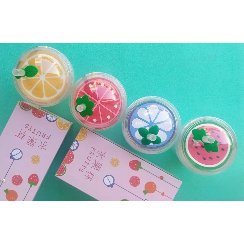KH Vaso Popote Hermético Acrílico Frutas Naranja Niños Regalos