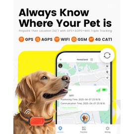 Remac Ahome GPS Tracker for Dogs - Pet Tracker with Real-Time GPS Tracking, Smart Monitoring Dog GPS Collar with Power-Saving Mode and Safe Zone Alerts, Dog GPS Tracker No Subscription，Orange