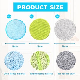 ysister Pack of 6 Microfibre Replacement Mop Pads, Universal Electric Replacement Mop Pads, Replacement Pads, Mop Pads, Green, Hurricane Floating Mop, Microfibre Pads Suitable for Hurricane