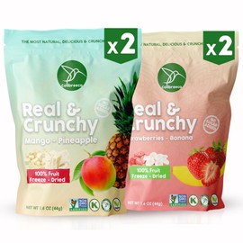 Colibreeco, Freeze-Dried Fruit (Variety Pack of 4) Real and Crunchy Fruit Mix Pineapple/Mango, Mix Banana/Strawberries Non-GMO and Vegan, 100% Fruit, No Sugar and Additives, Kosher, Excellent for Healthy Snacks and Smoothies.
