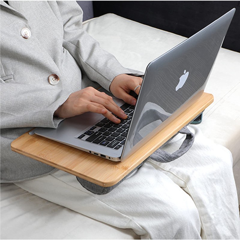 SUMISKY Portable Laptop Desk with Cushion and Phone Holder Bamboo