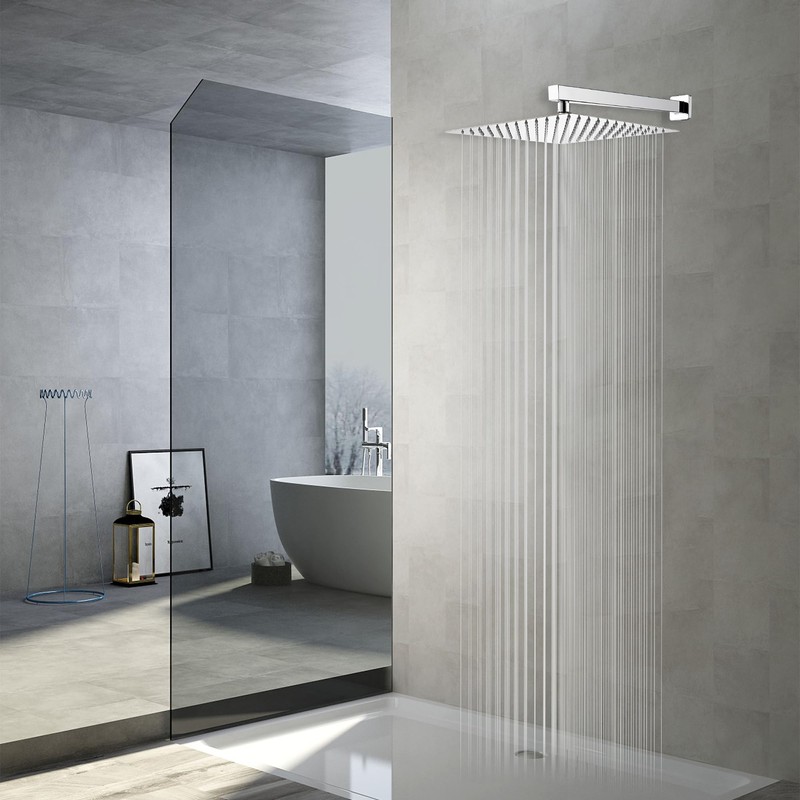 GGStudy 12 Inches Square Rain Shower Head Large Stainless Steel