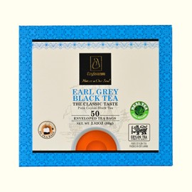 Ceylonzon Earl Grey Black Tea Classic Taste 50 Individually Foil-Wrapped Tea Bags, Infused with Pure Bergamot for a Bold, Aromatic Flavor and Refreshing Experience 80g