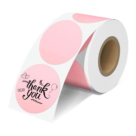 2'' Pink Heart Thermal Labels - 600pcs Heart Thermal Printer Labels, Waterproof Thermal Printer Stickers for Logo Design, Name/Price Tag, Thanks Card, Address, QR Code, 600 Labels/Roll (Pink Heart)