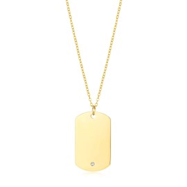Philip Jones Men's Gold Plated Steel Dog Tag Necklace Created with Zircondia® Crystals