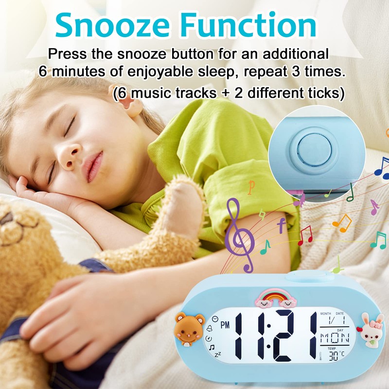 Ayybboo Kids Alarm Clock,Digital Sleep Trainer Clock with Snooze Function