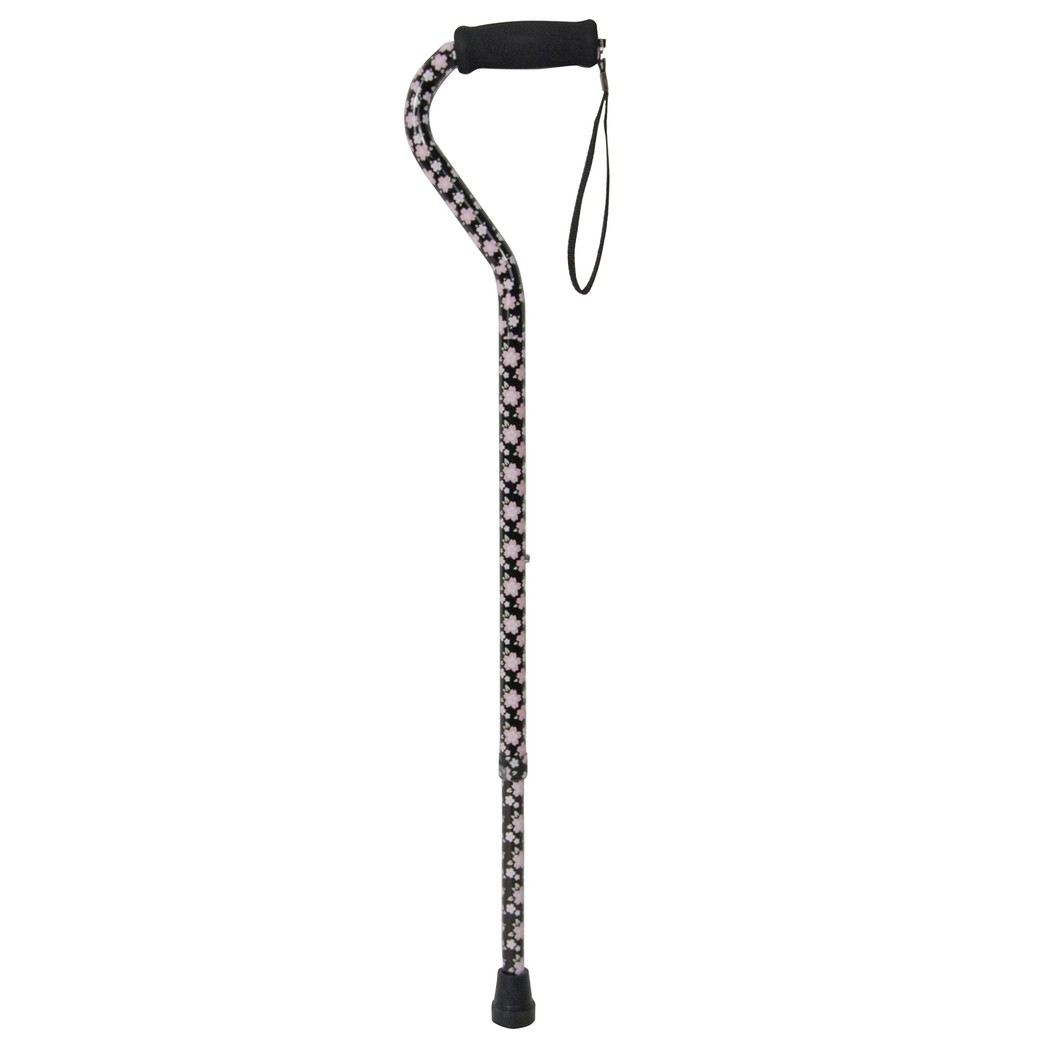 Drive Medical Foam Grip Walking Cane with Offset Handle, Pink Floral