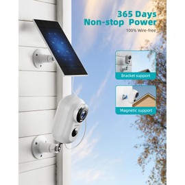 ZUMIMALL Solar Security Cameras Wireless Outdoor, 2Packs, Solar Camera Outdoor Wireless, 2.4G WiFi Battery Camera, 3MP Color Night Vision, Magnetic Mount, Siren,PIR/AI Analyse, IP66, Cloud, Alexa