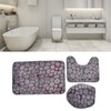 Toilet Mat Set Two Color Stone Texture Flannel Bathroom Rug