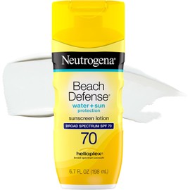 NEUTRÓGENA | Bloqueador Protector Solar 70 SPF Solar Beach Defense | Resistente al Agua | Loción Ligera |Apto Pieles Grasas y Mixtas | No es oleoso | 198ml