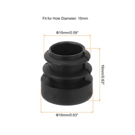 sourcing map 36 Pcs Round Plastic Plug, Tubing End Cap Plugs, 15mm(0.59 Inch) Furniture Leg Pipe Insert, Glide Protection for Chair, Sofa, Table, Shelf, Black