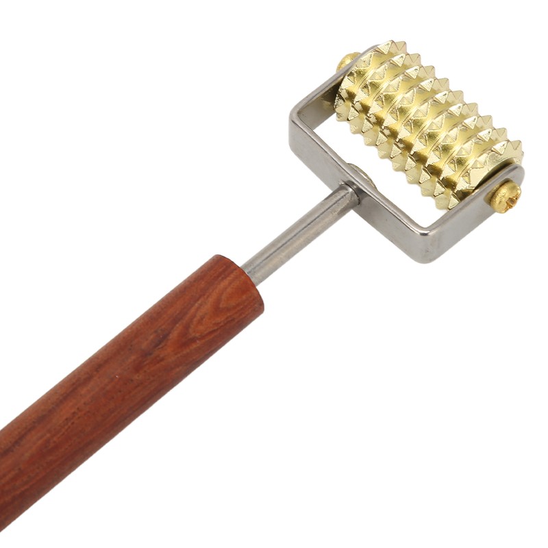 Face Massage Roller Copper Wooden Handle Promote Blood Circulation Double