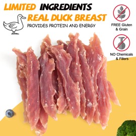 ASMPET Duck Jerky Dog Treats, Human Grade Natural Duck Jerky Tenders Rawhide-Free Grain-Free Gluten-Free Healthy High Protein Low Fat Soft Training Treats for Small Medium Breeds(10.6 oz, 5-Inch)