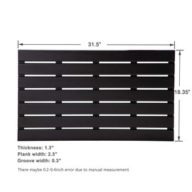 GOBAM Bamboo Bath Mat, Extra Large, 31.50 x 18.35 x 1.3 inches - Non-Slip Floor Mat for Bathroom, Spa, Sauna, Kitchen, Indoor & Outdoor Spaces, Shower Mat for Bathroom Decor - Black