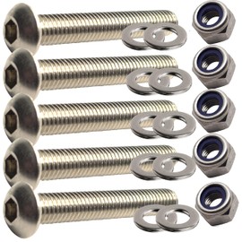 M8 x 70mm Button Head Bolts Set with Nuts and Washers Fully Threaded Socket Made of A2 Stainless Steel (Pack of 5)