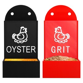 2Pcs Chicken Grit Feeder, Weather Resistant Large Capacity Chicken Oyster Shell Feeder for Hanging or Wall Mounting