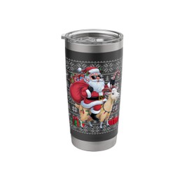 Ugly Xmas Sweater Style Santa Riding Chamois Goat Christmas Stainless Steel Insulated Tumbler