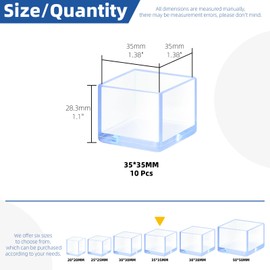Glarks 10pcs 35mm x 35mm/1.38 x 1.38in Square Chair Leg Caps, Clear PVC Furniture Pad Table Feet Covers, Square Chair Leg Covers to Protect Wood Tile Floors Felt Pads Furniture Leg Caps Reduce Noise