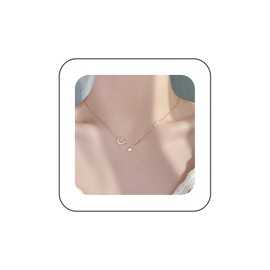 Yienate Boho Moon Star Necklace Choker Gold Vintage Tiny Moon Star Pendant Necklace Minimalist Rhinestone Crescent Moon Choker Everyday Jewellery for Women and Girls, Zinc, No Gemstone