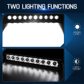 Autofeel 14 inch Led Light Bar, 60W 6300LM, Led Fog Offroad Driving Lights with Daytime Running Light for Trucks Cars Jeep, 2 Years Warranty