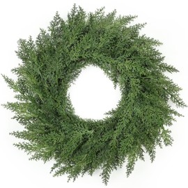 26 inch Lush Artificial Christmas Wreaths for Front Door Christmas Decorations Real Touch Faux Cedar Wreath Winter Wreath Large Green Wreaths for Windows Outdoor Indoor Walls Home Xmas Holiday Decor