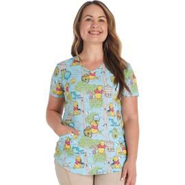 Tooniforms Women Scrubs Top V-Neck Print TF737, L, Bee at One
